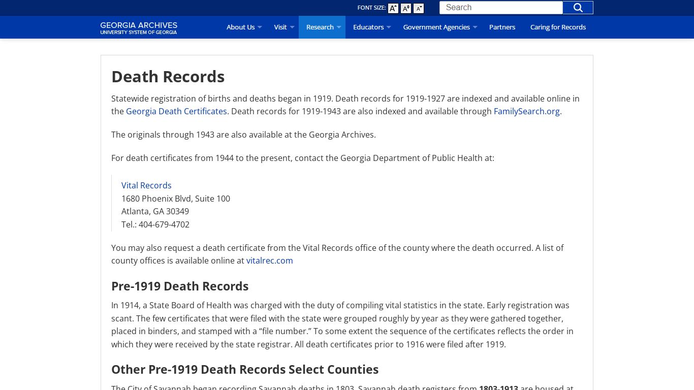 Death Records | Georgia Archives